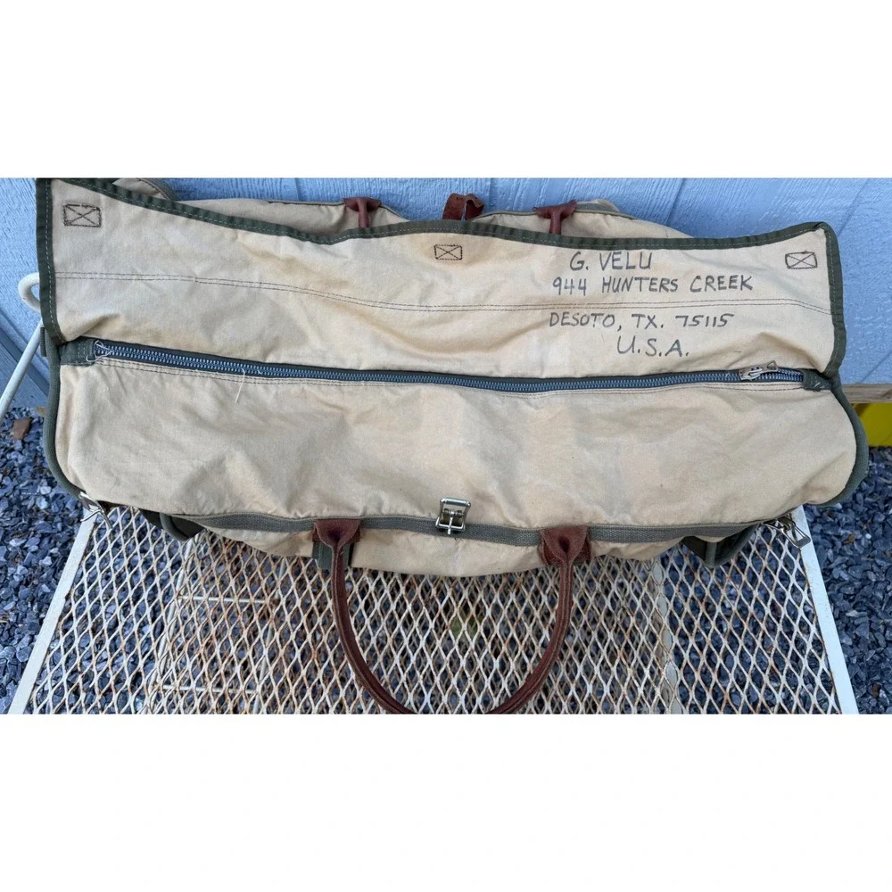 VTG LARGE GOKEY Battenkill No.9 Weekend Duffle Bag Luggage Cavas Leather RARE